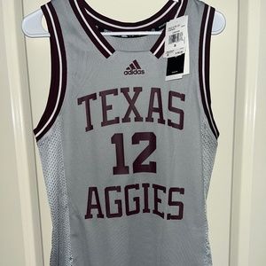 Authentic Adidas Texas A&M Aggies Gray Basketball Jersey #12 Men’s Medium NWT
